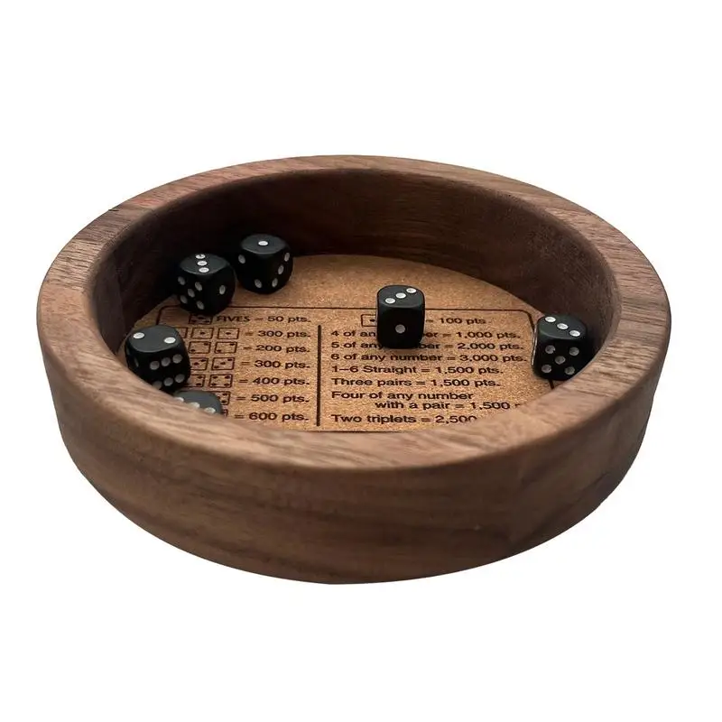 Wooden Dice Rolling Tray Farkle Dice Game Companion Elegant Dice Tray Ensures Standard Game Dice Stay In Play Avoids Rolling Off