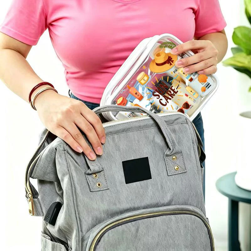 Transparente PVC-Kosmetiktasche, wasserdicht, tragbar, mit Reißverschluss, Waschbeutel, Toilettenartikel-Organizer für Reisen, Geschäftsreisen und tägliche Make-up-Aufbewahrung. – Detail 2