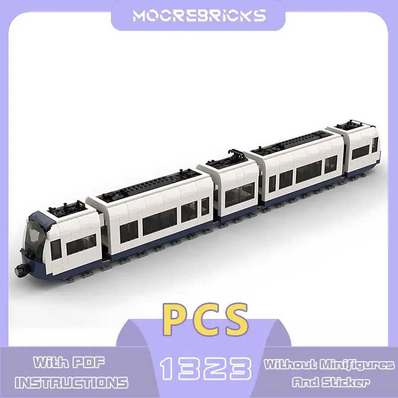 Modern Tram Series Siemens S70 LRV Model Building Blocks Urban Transportation Tool Small Particle Bricks Desk Disply Toy Gift