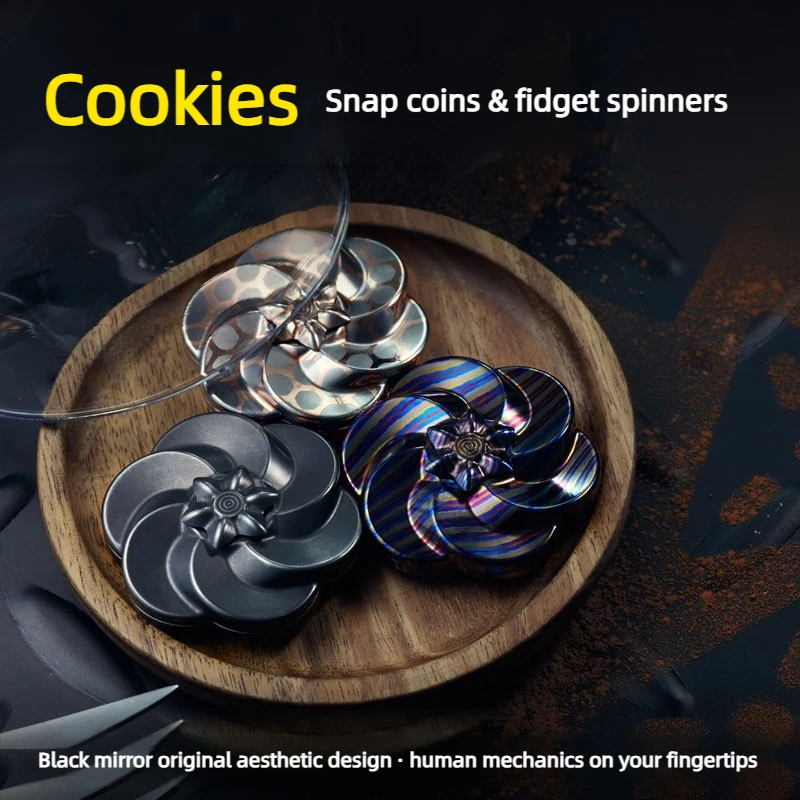 B.M. Butter Cookie Popping Coins - Special Material Mechanical Metal Fingertip Coin Snap Card Pushing Toy for Stress Relief