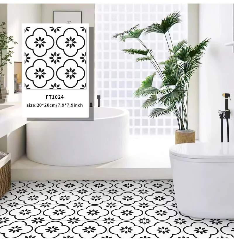 12 قطعة من طبقة لاصقة الحائط ذات السطح الأزرق والرمادي غير اللامع للبلاط/الأرض في أرضية المطبخ باكسبلاش ورق حائط فني من مادة PVC قابل للتقشير والعصا