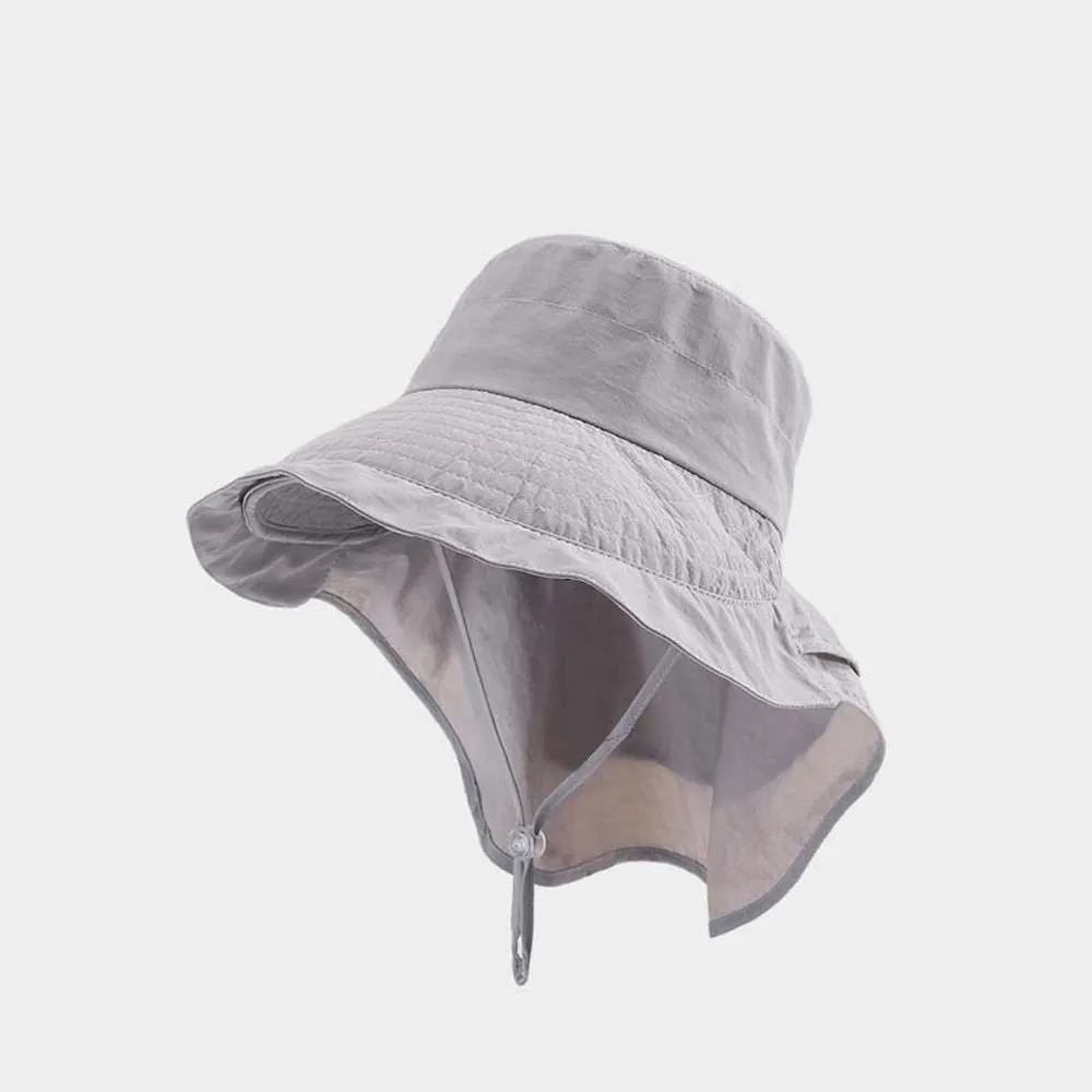 Solid Color Sunshade Shawl Cap Wide-brimmed Portable Neck Protection Hat Lightweight Breathable Neck Cover Hiking Cap Jogging