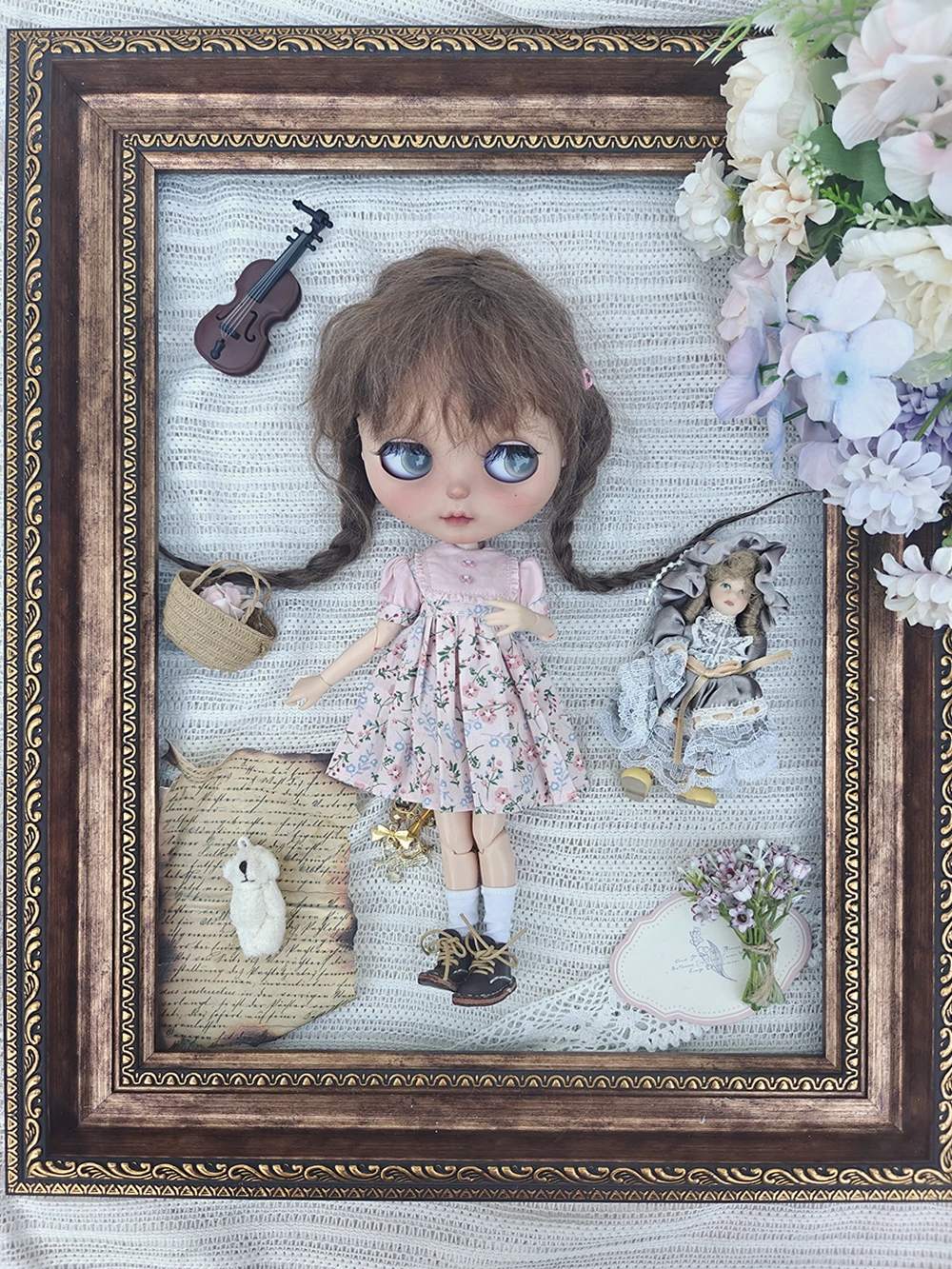 

New Blythe Doll Clothes pink Dress Cute Lace Vintage Dress Set for For Ymy Licca Azones Ob22 24 27 Ker YMY Doll Accessories