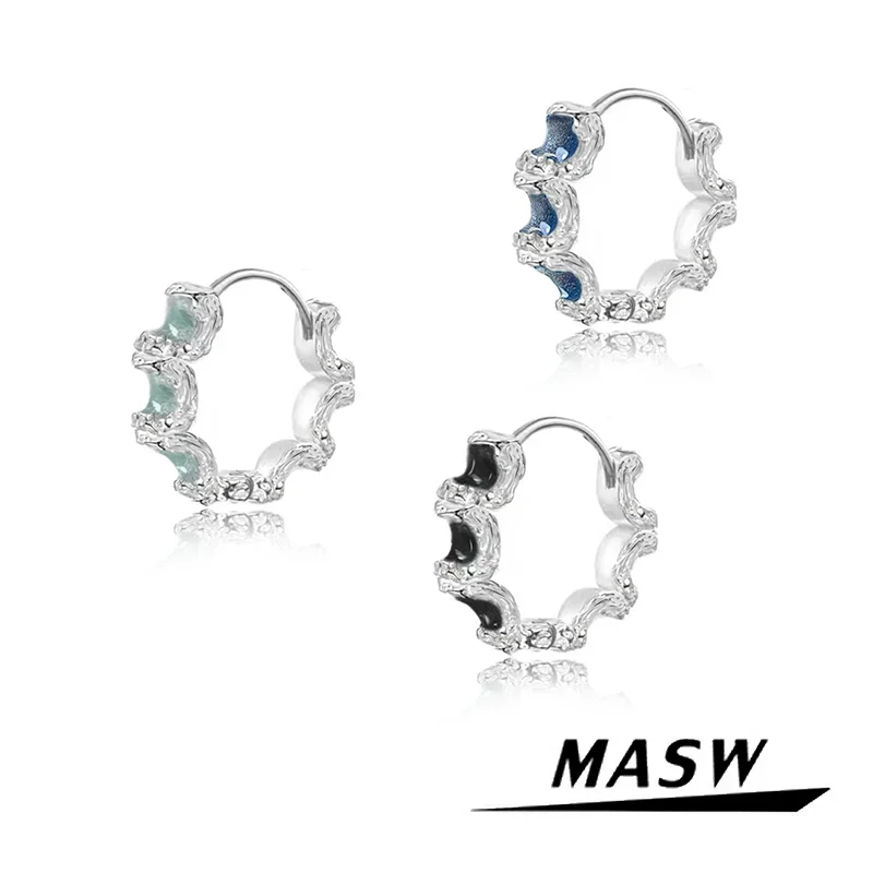 

MASW Original Design Modern Jewelry 2024 Trend New Blue Black Green Earrings For Women Girl Gift High Quality Hot Sale