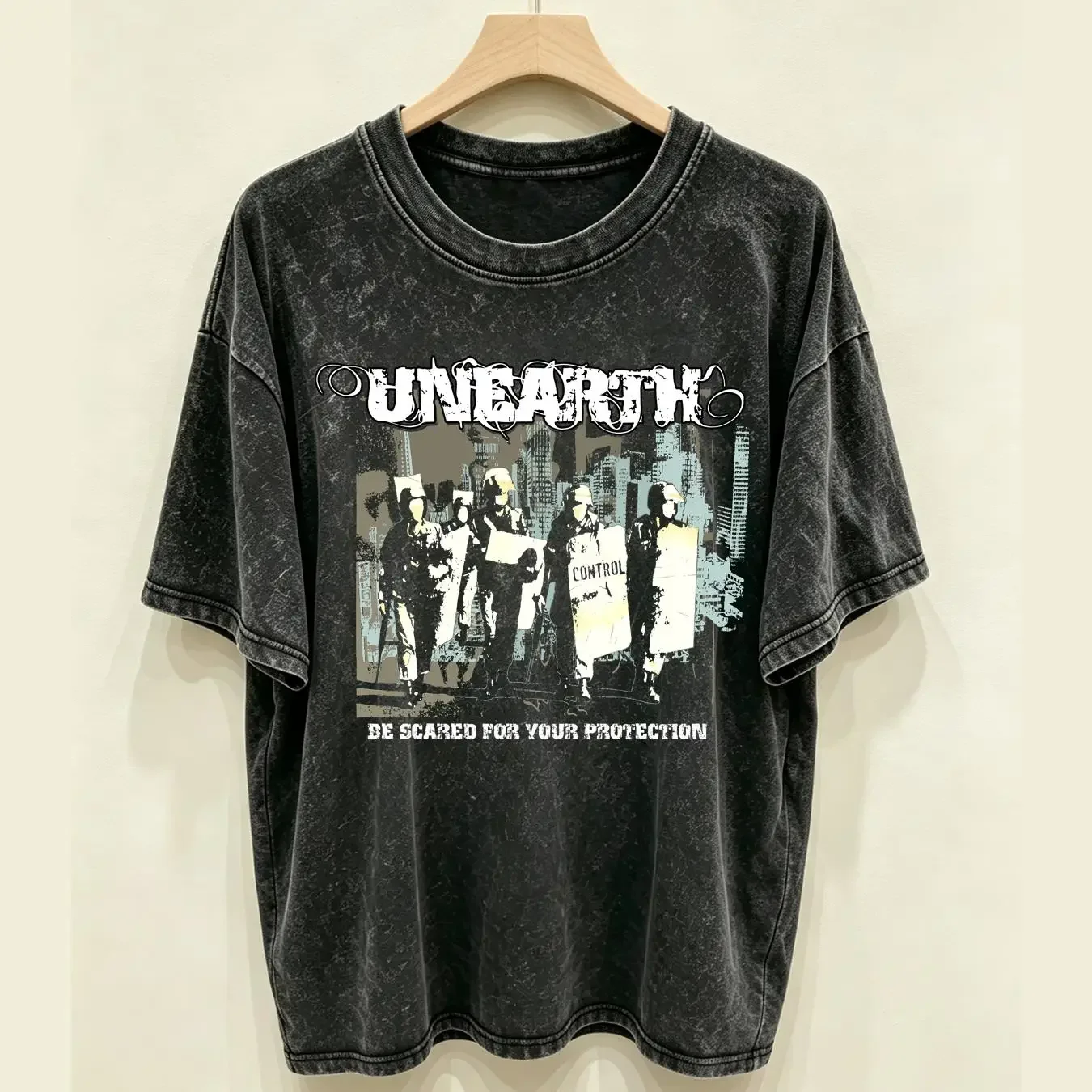 washed T Shirt Unearth Vintage Y2K Hardcore Metal Rock Band Size YL long or short sleeves vintage Washed homme Soft fashion
