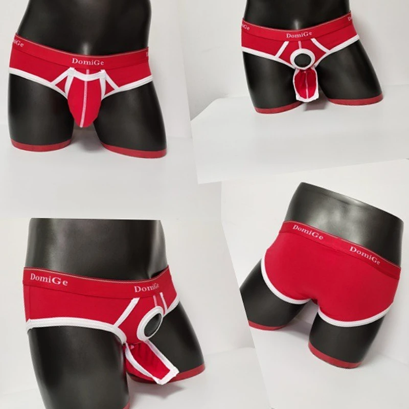 Removeable Penis Hole Mens Briefs Erotic Sexy Underwear Bullet Separation Cotton Male Lingerie Bikini Hombre Sissy Gays Clothes