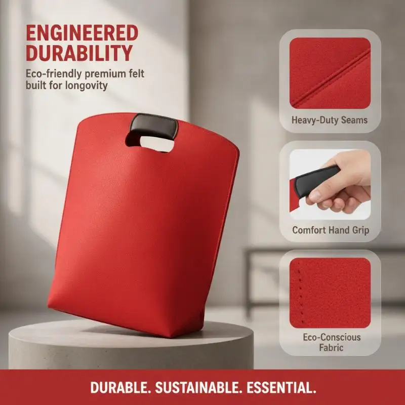High Quality Solid Color Felt Bag Large Capacity Reusable Utility Tote Portable Eco-Friendly Felt Tote Handbag