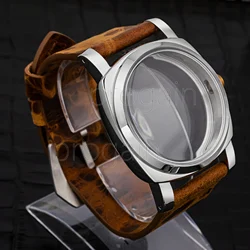 Vintage Case Genuine Leather Strap Stainless Steel Case for PAM 6152 ETA 6497/6498/ST3600 Movement Mod Watch Parts 47mm Case