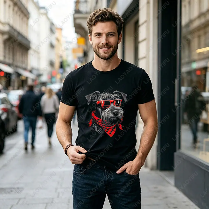 Miniature Schnauzer Enthusiasts T-shirt Polyester Short Sleeve Outdoor Streetwear Tshirt Ideal Casual Wear for Pet Owners