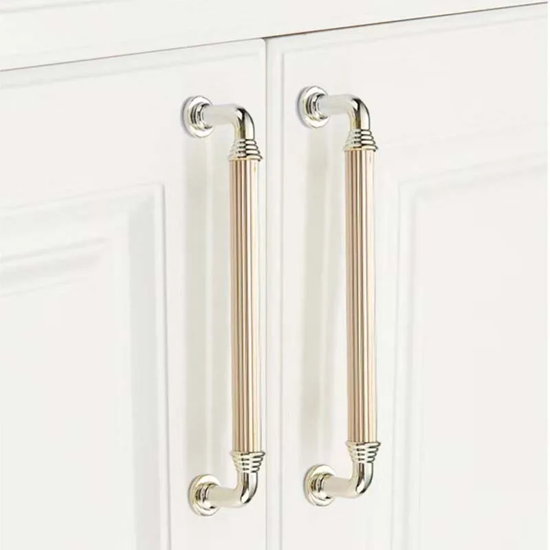 Gold Silver Strip Round Zinc Alloy Pastoral European Style Modern Simple Cabinet Wardrobe Door Handle Kitchen Door Handle Knobs