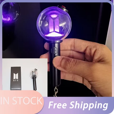 In Stock Mini Kpop Army Ver 4 Lightstick Light Up Glowing Pendant Keychain Keyring For Fans Concert Portable Decoration Gifts