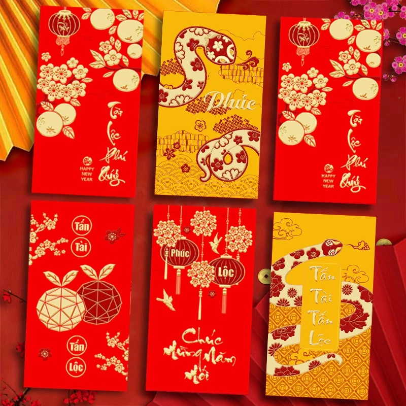 Chinese New Year Supplies Chinese New Year Hongbao Year of Snake Red Packet Traditional Red Envelope Money Gift Bag for Kids