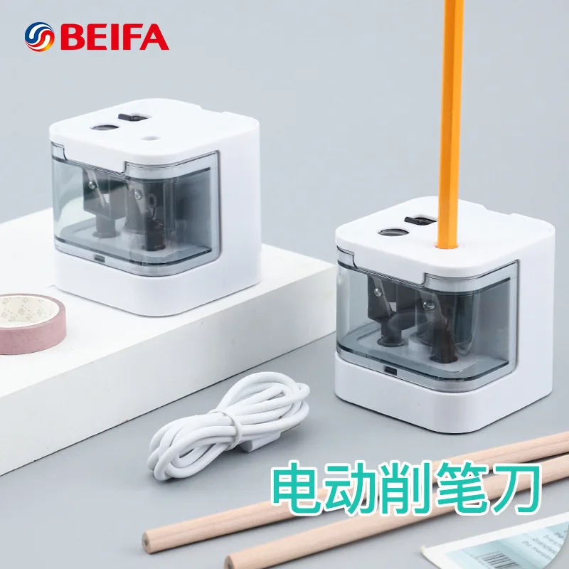 beifa double hole lapis sharpener eletrica papelaria escolar estudante suprimentos fonte de alimentacao dupla usb 01