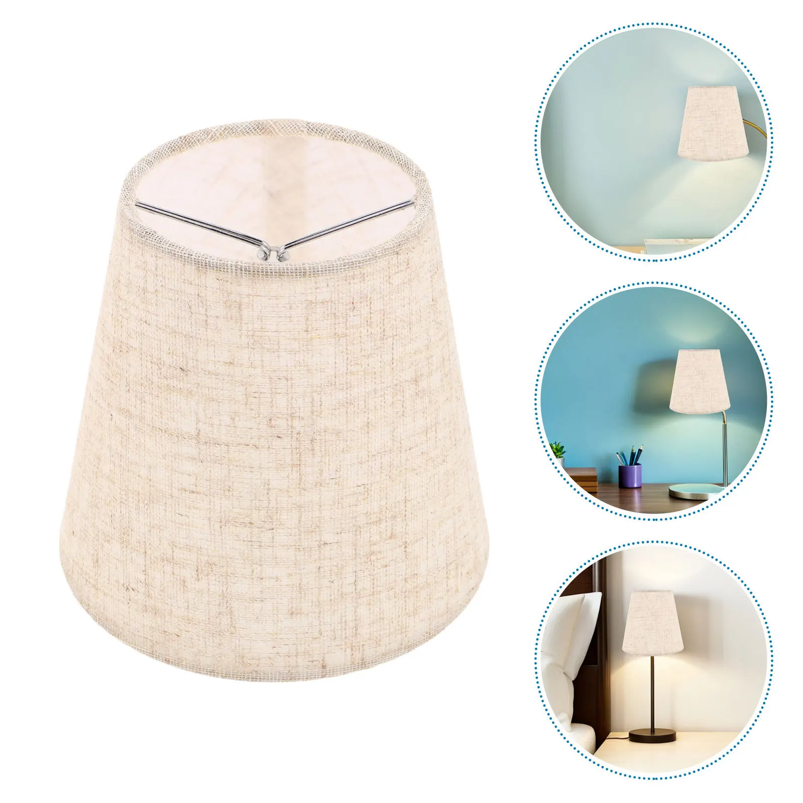 

6Pcs Natural Linen Clip on Mini Lamp Shades Barrel Shape Replacement for Table Wall Chandelier Lamp Cover Small Linen Lampshade