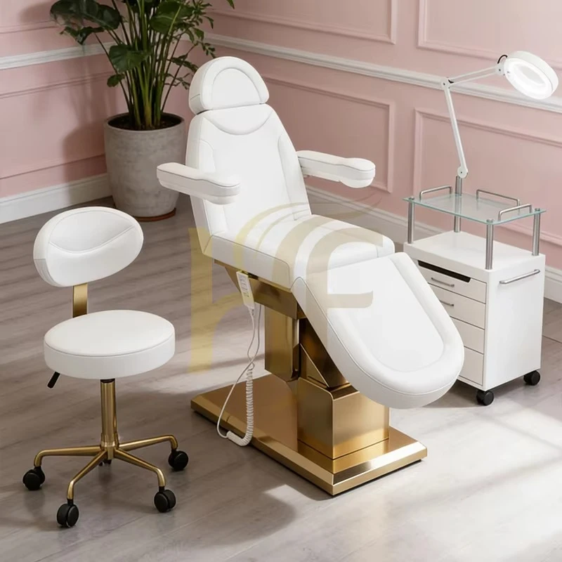 Salon Furniture White Full Function Massage Salon Spa Eyelash Facial Beauty Chair Electric 3 Motors Beauty Bed