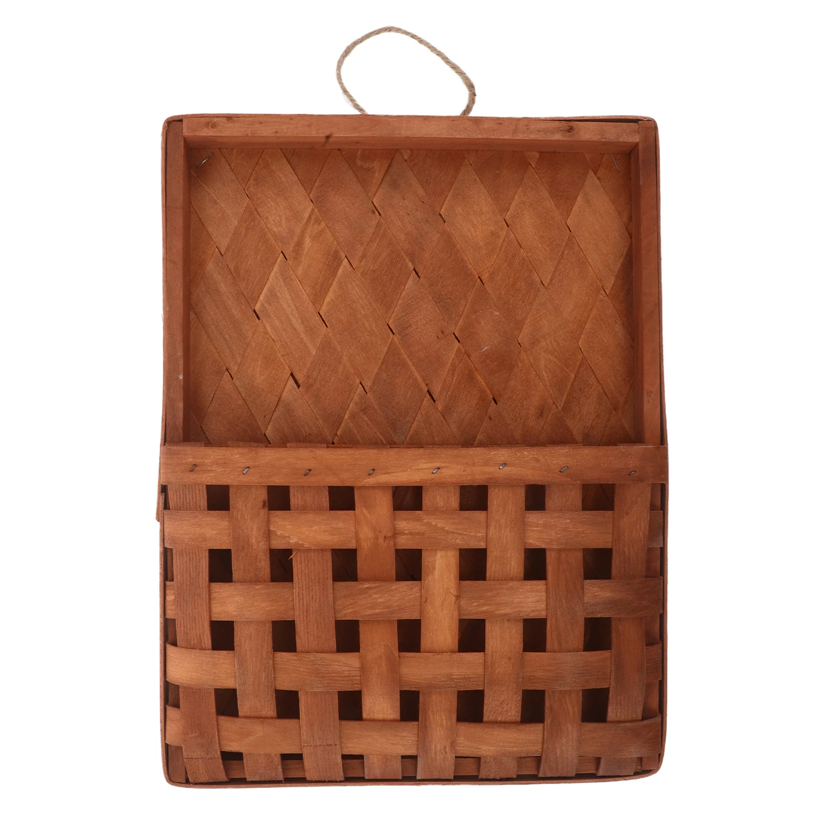 

14.15x10.61 Inch Indoor Wooden Wall Basket Handwoven Woven Storage Decorative Hanging Basket for Kitchen Living Room Bedroom