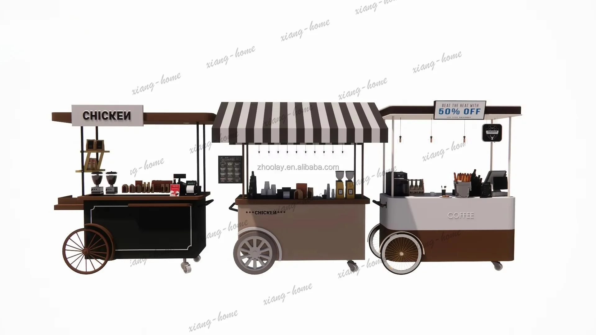 PG custom.Fast Food Handcart On Wheels Commercial Food & Beverage Bakery Coffee Books & Toys Shop