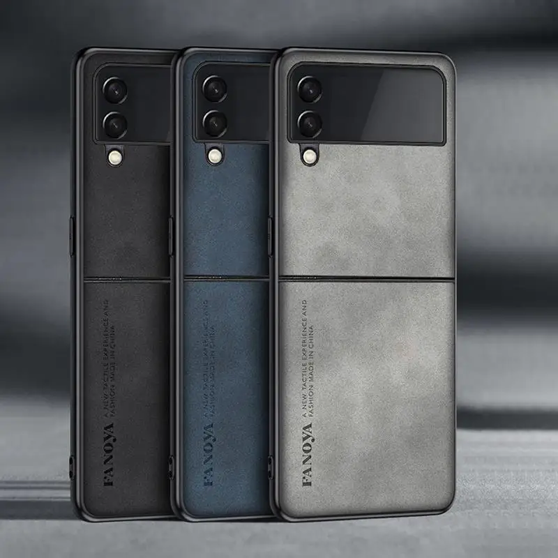 حافظة لهاتف سامسونج جالاكسي Z Flip6 Flip5 Flip4 Flip3 5g حافظة جلدية فاخرة من جلد الغنم على الوجه 6 5 4 3 غطاء مقاوم للصدمات للرجال Zflip #2