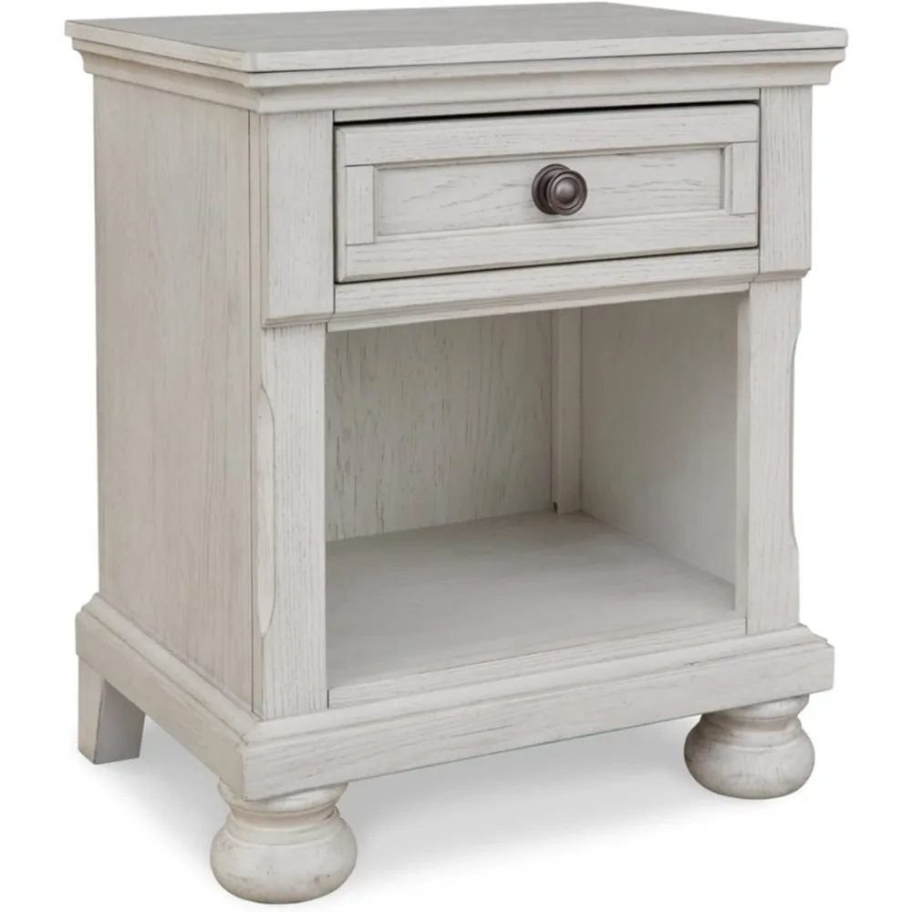 

Nightstand With Cubby Storage, 26.75" Tall, White,Nightstand