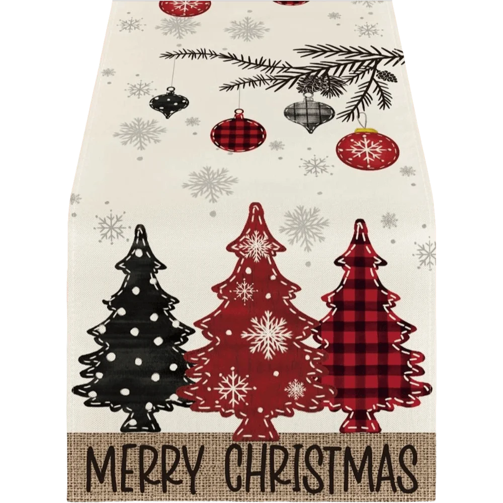 Gift Santa Claus Christmas Table Runner Snowflake Reindeer Christmas Table Flag Desk Decor Snowman Xmas Tablecloth Home Decor