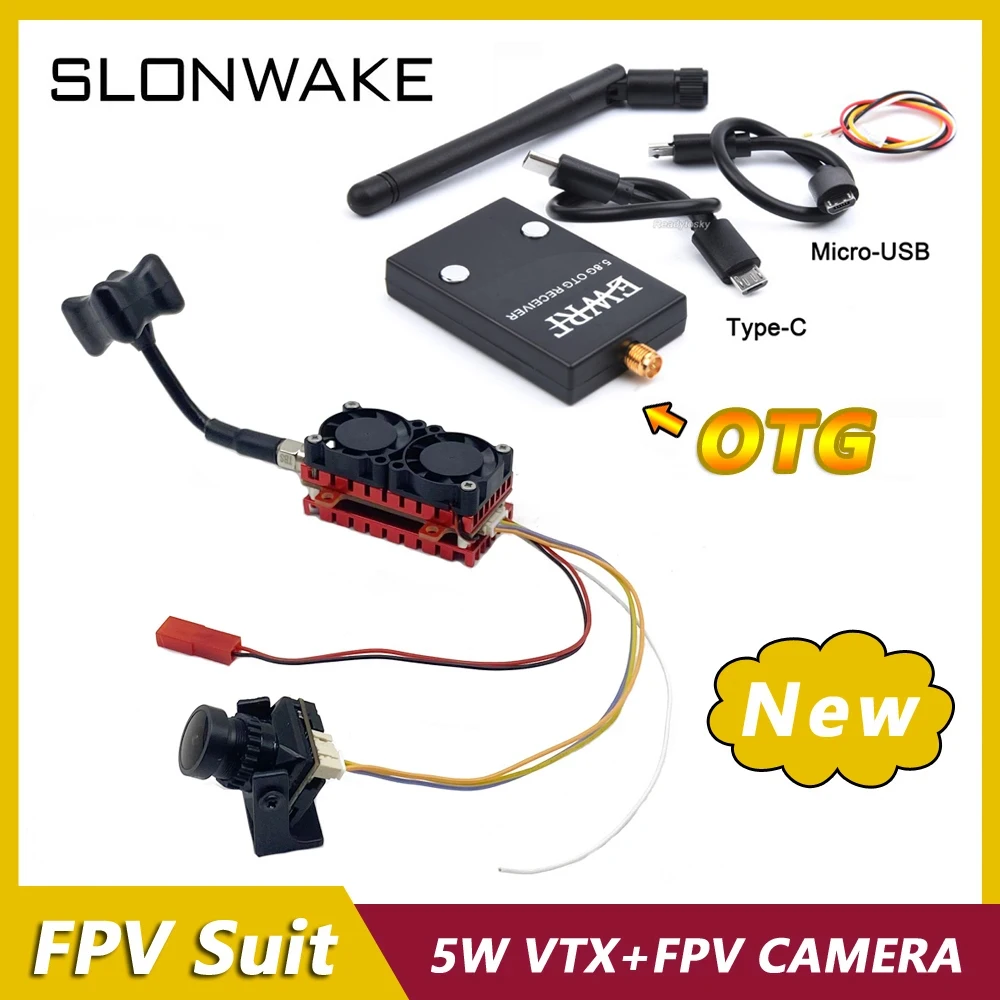 

Ultra 5.8G 5W 48CH 5000mW Long Range VTX FPV Wireless Transmitter VTX & OTG Receiver UVC + 1500TVL fpv Camera for FPV Camera Kit
