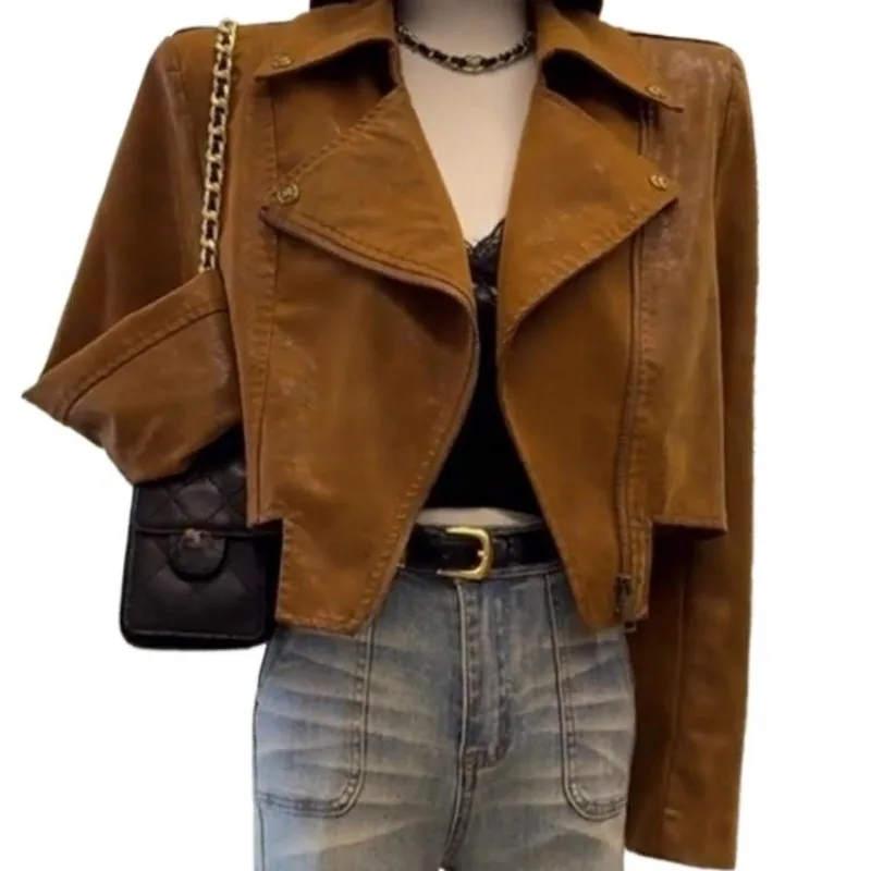 

French Retro Foreign Style Fashionable Jacket, Suit Collar Long-sleeved Jacket, Women's Autumn New Loose and Versatile Top Coats