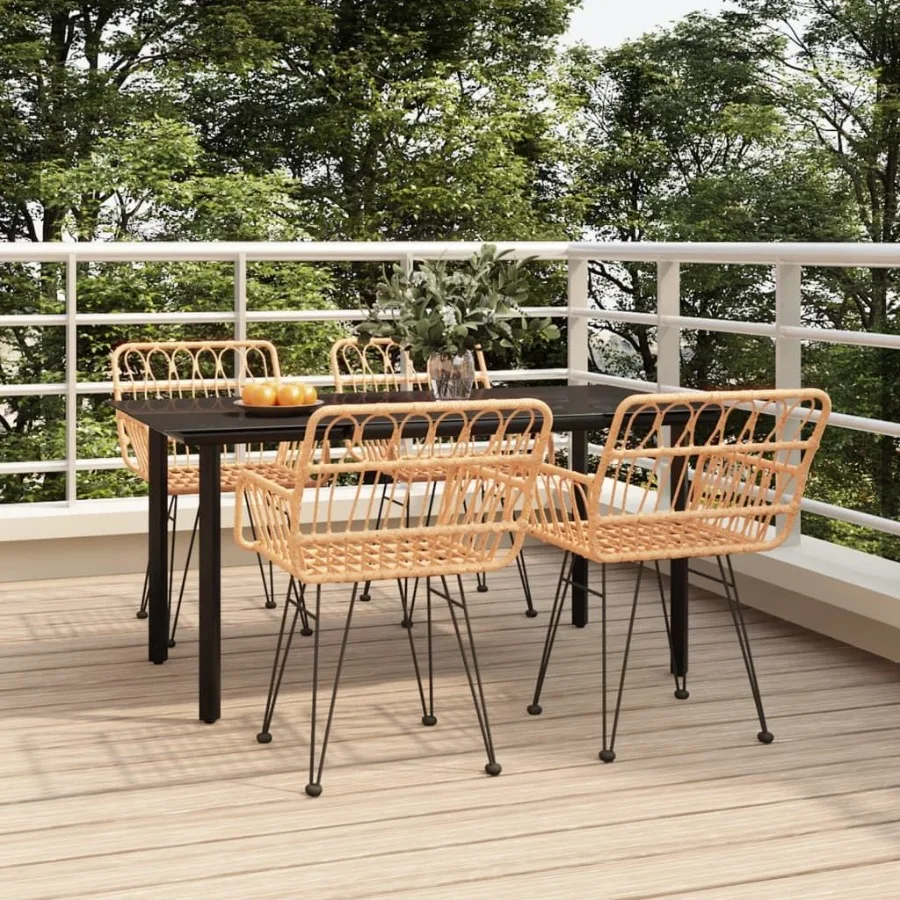 

5 Piece Patio Dining Set Poly Rattan