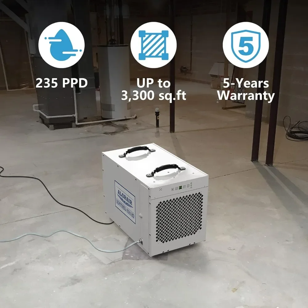 Sentinel Commercial Dehumidifier with Pump 235 Pints Whole Homes Dehumidifier for Crawl Spaces Basements up to 3,300 sq. ft