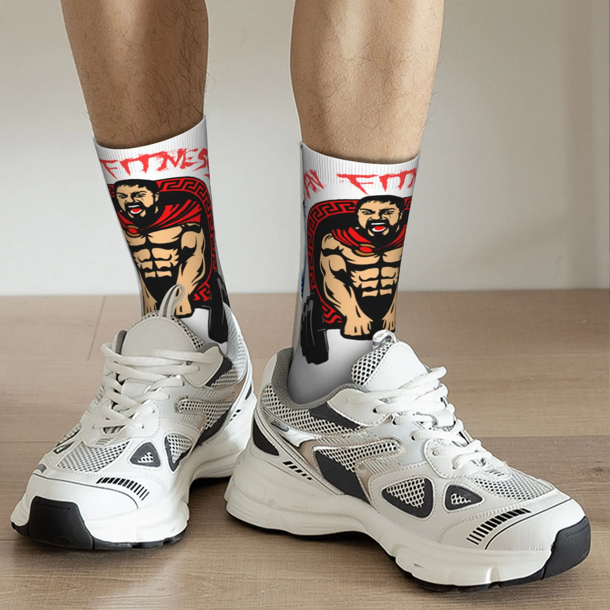 Custom Spartan Gym Men's Crew Socks Unisex Novelty Bodybuilding Fitness Muscle Spring Summer Autumn Winter Dress Socks view 5