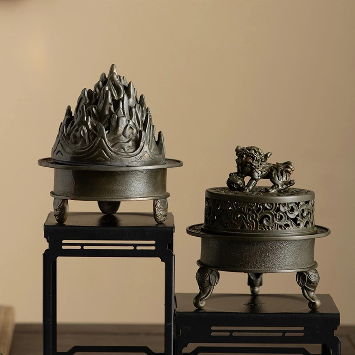 Ancient Craftsman Ancient Tin Incense Burner High-end Tea Ceremony Ornament Indoor Aromatherapy Base Three-legg Agarwood Burner