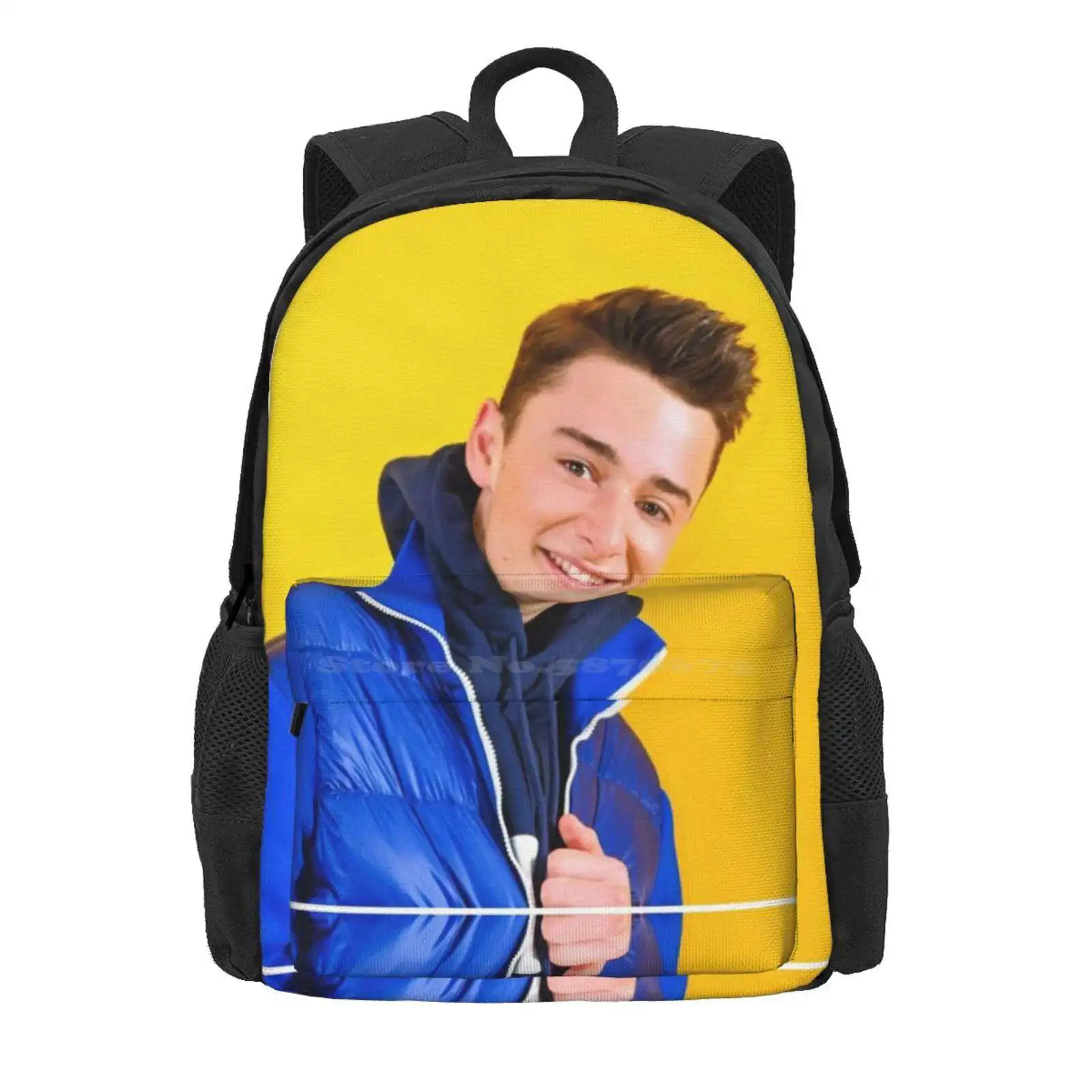 Noah Schnapp Blue Jacket Hot Sale Schoolbag Backpack Fashion Bags Noahschnapp Millie Willbyers Cool Cute Trendy Yellow Blue