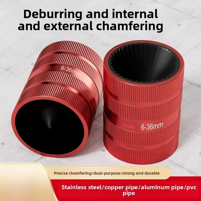 6-36mm Pipe Deburring Tool Inner Outer Tube Chamfer Reamer Red Aluminum Alloy for Copper Stainless Steel Pipe