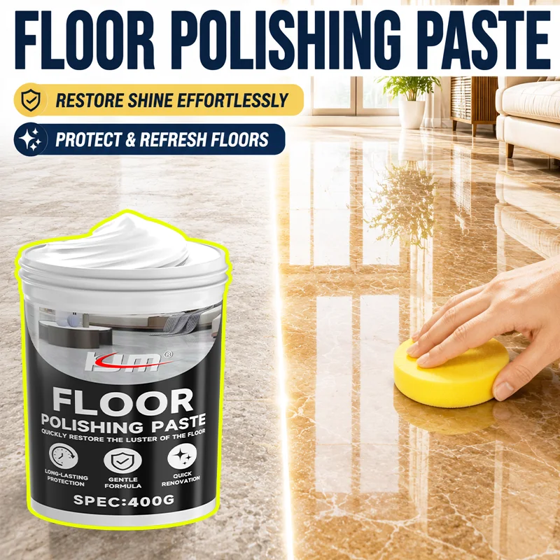 KJM Floor Polish Wax 400G Marble Tile Wood Floor Polishing Paste Gloss Restorer Protective Cleaner Scratch Care