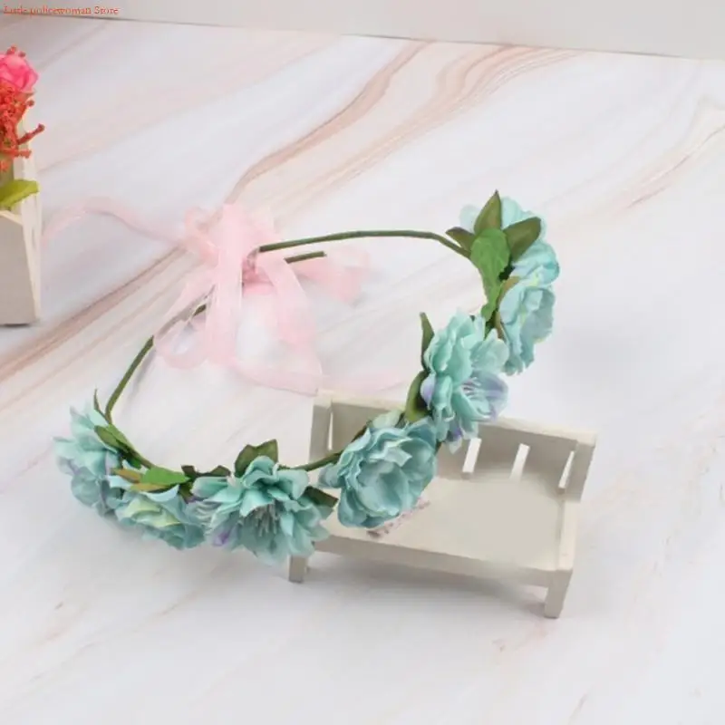 F92D Boho Flower Headbands Floral Garland Crowns Bridal Flower Crowns For Wedding