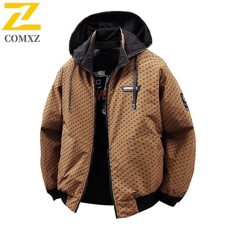 جديد 2025 معطف رجالي من القطن موضة متعددة الاستخدامات على الوجهين سترة سميكة دافئة بقلنسوة للخروج معطف شتوي غير رسمي للرجال بسحاب سترة #5