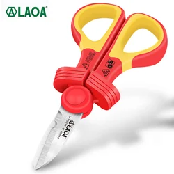 LAOA VDE Electrician Scissors 1000V Insulated Cable Cutter Wire Curved Stainless Nippers Household Shears Crimping Tools