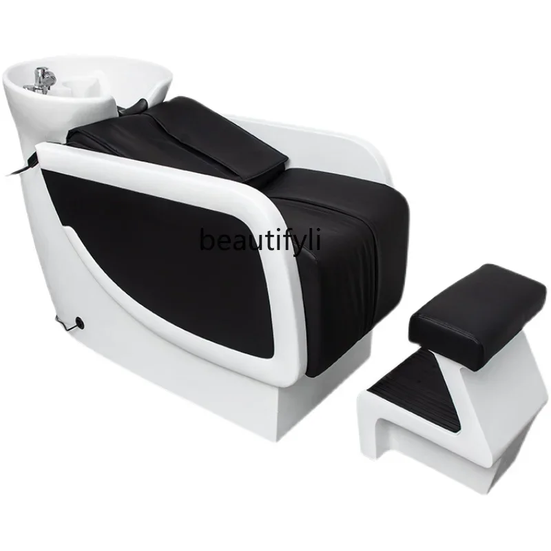 Lying Half Ceramic Basin Electric Massage Shampoo Bed for Hair Salon Flushing Bed Barber Shop Shampoo Bed