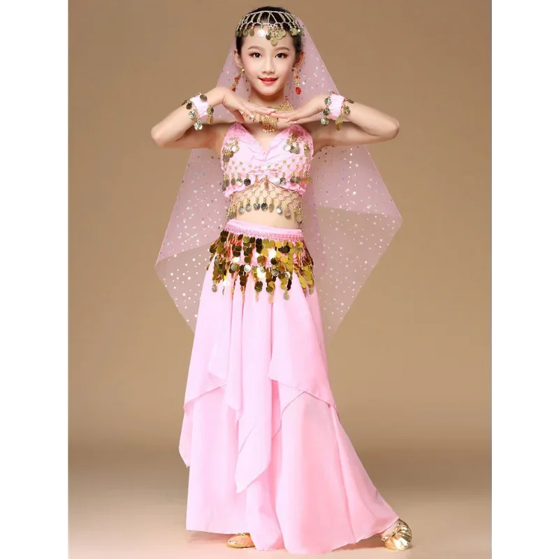 어린이 밸리 댄스 소녀 의류, 인도 무용 의류 세트, 어린이 무대 공연 의류