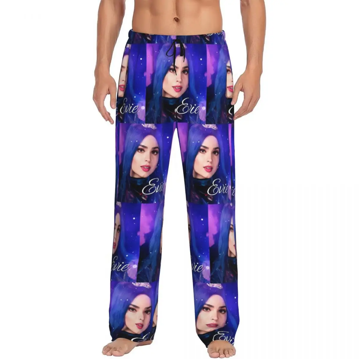 

Custom Evie Blue Princess Pajama Pants Men's Descendants Movie Lounge Sleep Stretch Sleepwear Bottoms with Pockets