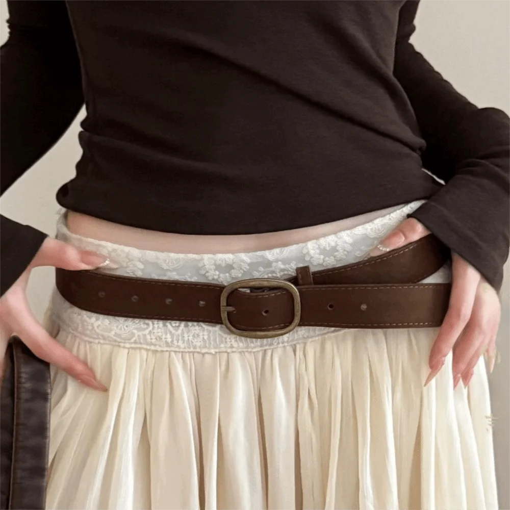 حزام جلد سويدي بإبزيم دبوس أنيق، تصميم فاخر، حزام خصر للأعمال، حزام خصر كاجوال للنساء #5