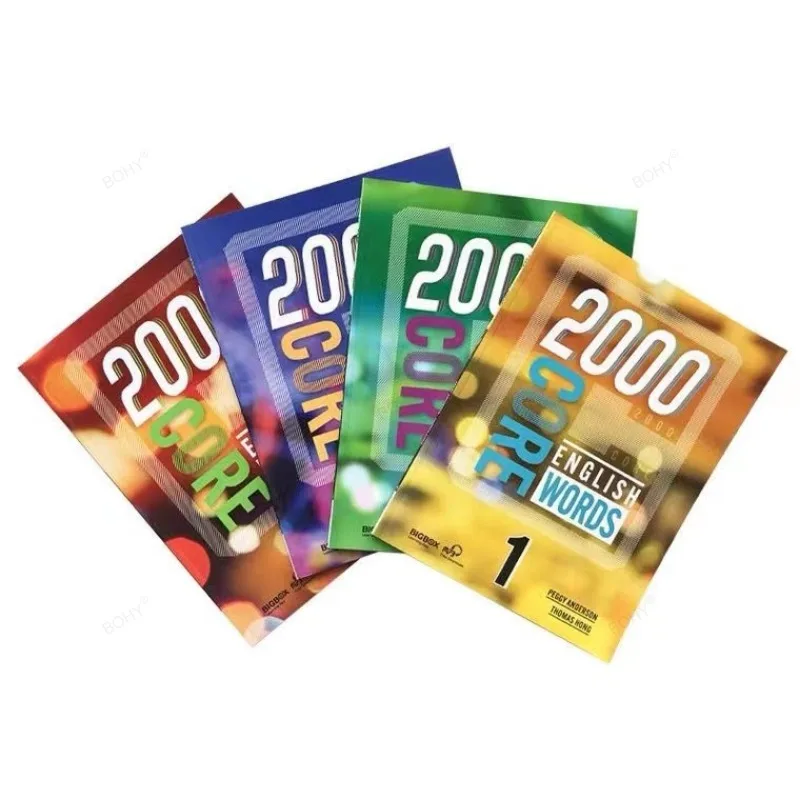 4 Books 1000/2000 Core English Words Primary School Common English Vocabulary Dictionary Book for Kids 5-12 Years Old