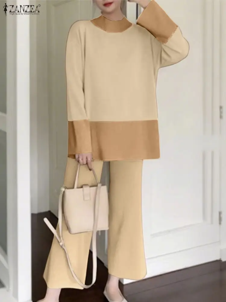 ZANZEA 2025 Elegante Büro Dame Outfits Frauen Hosen Sets Casual Lose Langarm Bluse Hosen Anzüge Solide Mode Passenden Sets