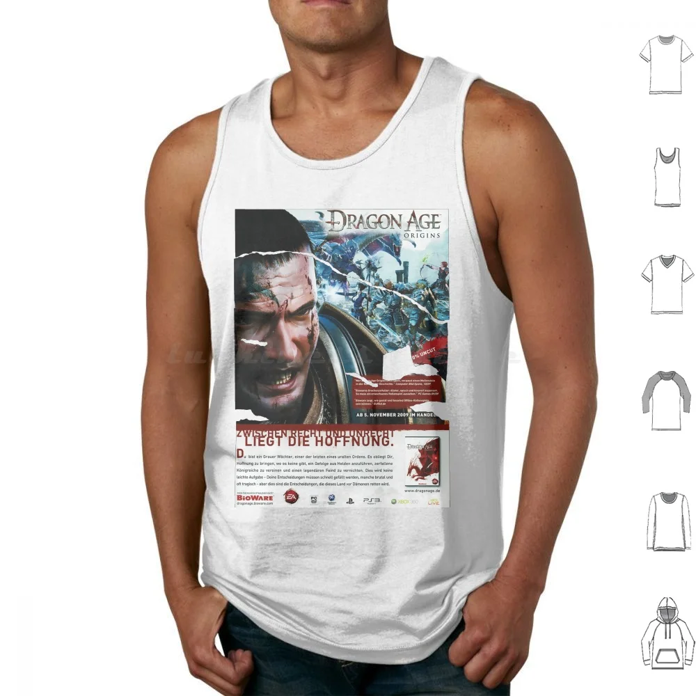 Affiche de jeu rétro Age Dragon Origins |   Rétro années 2000 Y2K Millennial |   Inquisition Ii Kirkwall Tank Tops Vestes sans manches