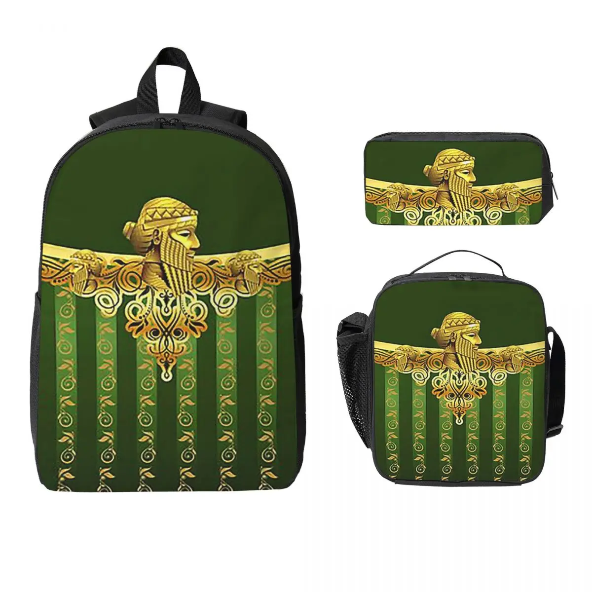 

Luxury Assyrian Suryoyo Flag Backpack Boys Girls BookBag School Bag Computer Shoulder Bags 3ps Insulated Lunch Bag Pencil Case