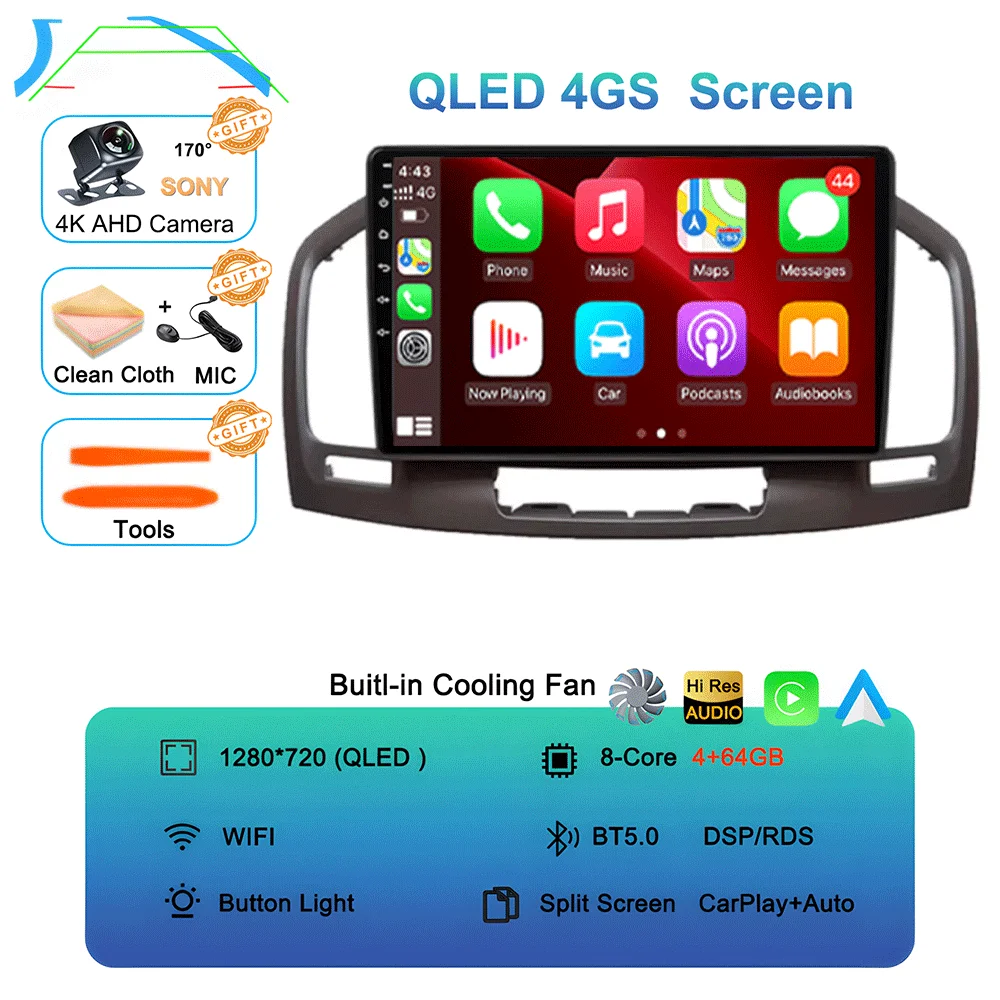Android 16 Carplay Autoradio WIFI + 4G Voor Buick Regal Opel Insignia 2009 2010 2011 2012 2013 Multimidia Speler GPS Navi Stereo BT