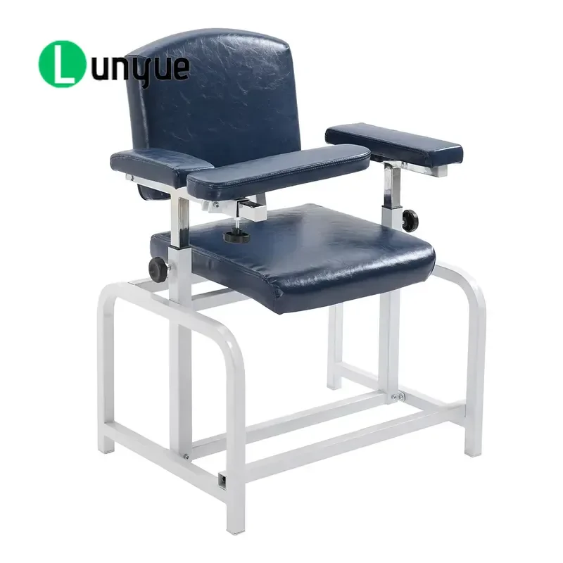 Medical Blood Collection Chair Adjustable Armrests Comfortable Cushion Metal Construction Durable Hospital Clinic Furniture