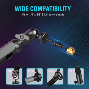 حامل ميكروفون منخفض المستوى قابل للتعديل FIFINE ، تعليق ذراع الرافعة ، إدارة الكابلات ، حامل سطح المكتب ، مكبر صوت K688 ، AM8-BM88 أفضل 10 ميكروفون ذو ذراع مفصلي مبيعا - رقم 3