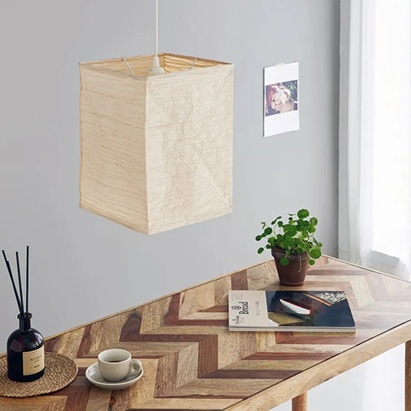 Japanese Pleated Paper Chandelier Hanging Lamp Modern and Simple Handmade Lantern Festival Lighting E27 Home Decor Pendant Light