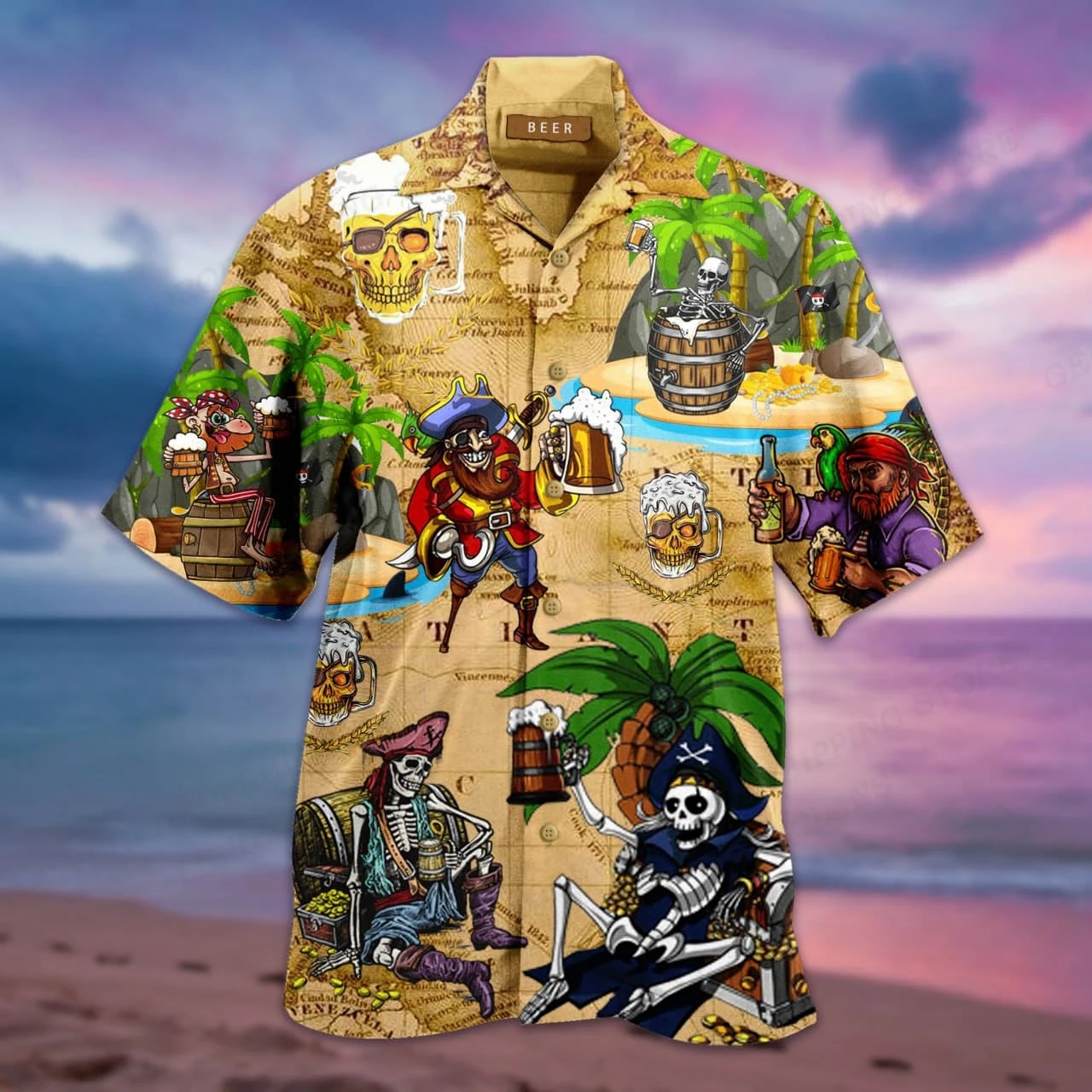 Heren Shirt Roepingsbus 3d Print Shirt Heren Mode Shirts Single-Breasted Hawaiian Shirt Strand Dart Blouse Kleding Met Korte Mouwen