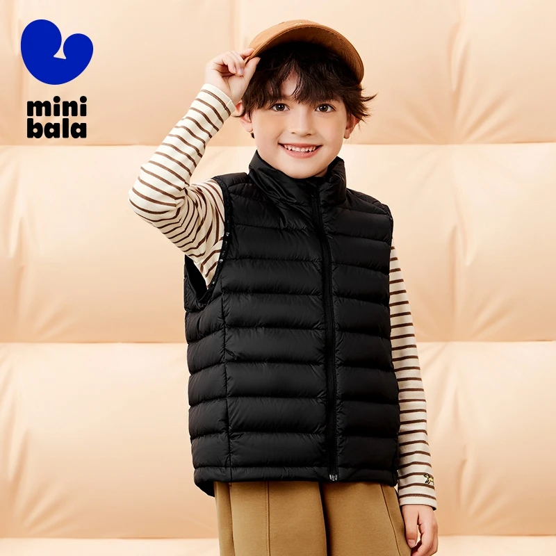 Mini Bala Down Vest for Boys and Girls Windproof and Warm Baby Contrast Color Down Vest